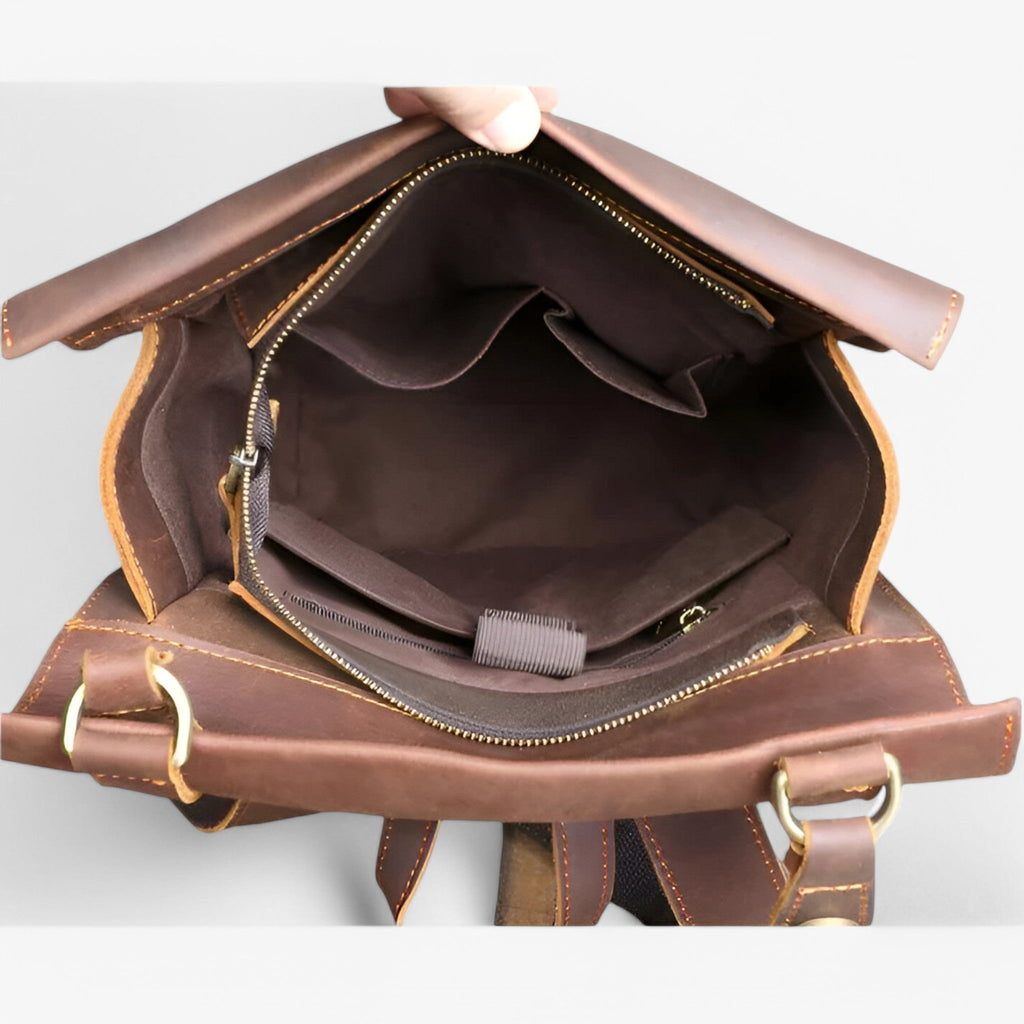 Men's Luxury Full-Grain Leather Laptop Backpack