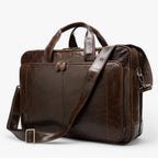 Men's Genuine Leather Messenger Bag with Shoulder Strap