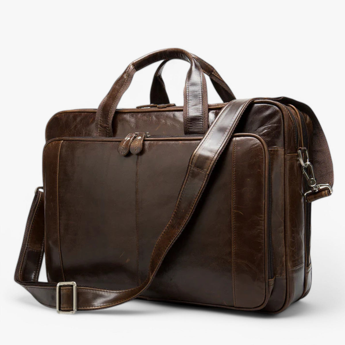 Men's Genuine Leather Messenger Bag with Shoulder Strap