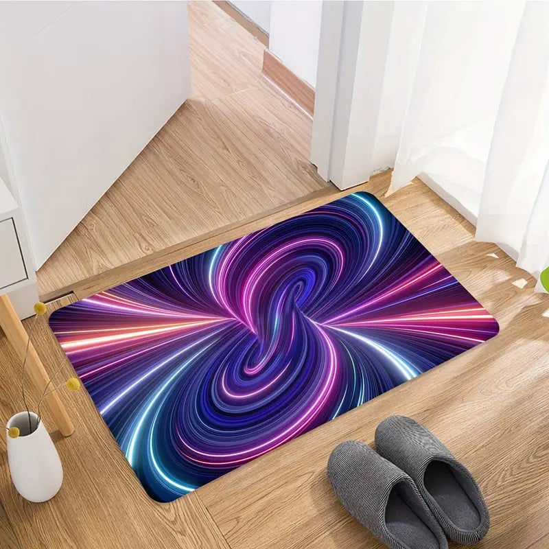3D Vortex Pattern Non-Slip Floor Mat – Polyester, Machine Washable, Multi-Size