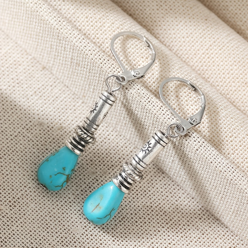 Vintage Bohemian Tibetan-Style Turquoise Earrings