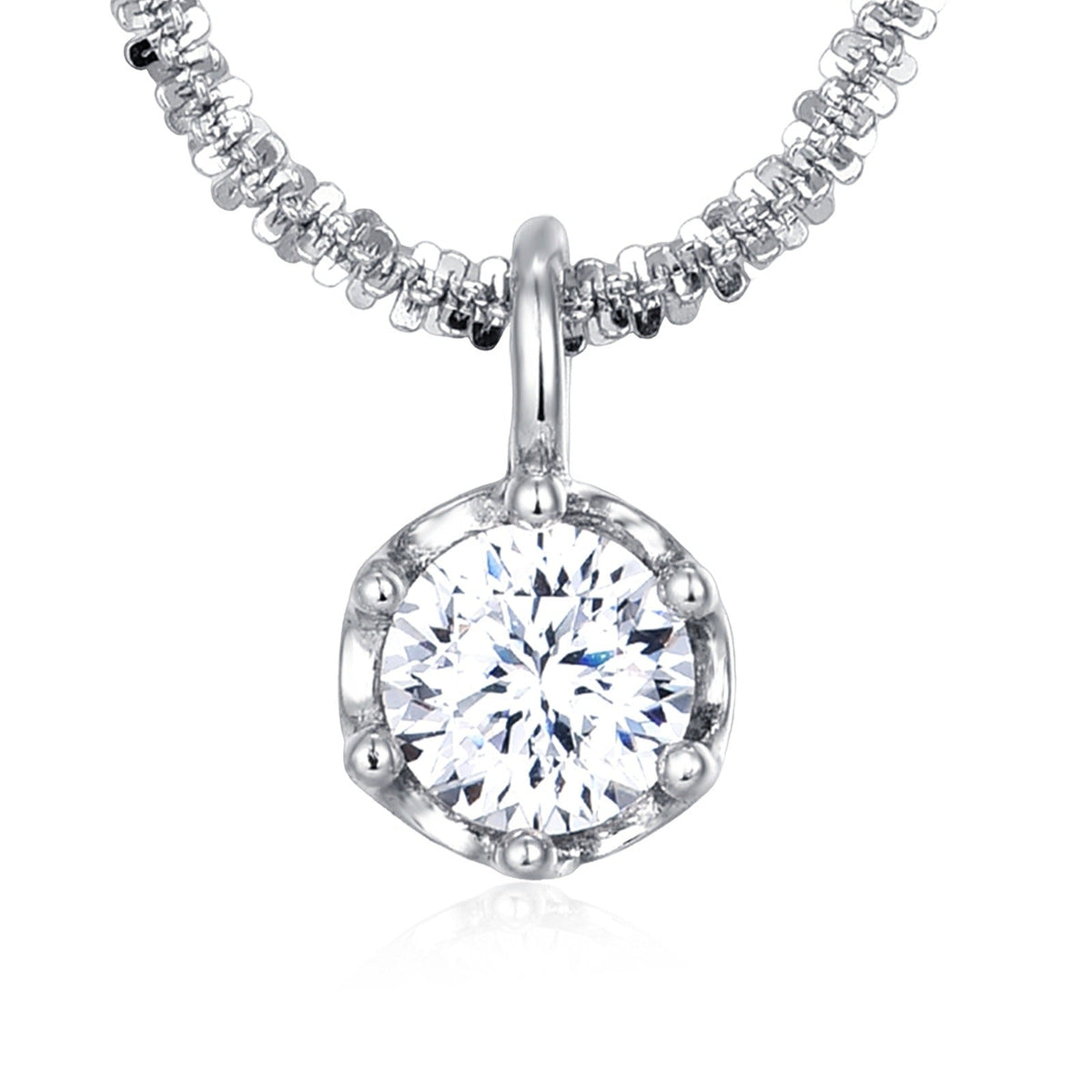 925 Sterling Silver Moissanite Solitaire Pendant, White Gold Plated