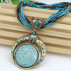 Marble-Look Stone Pendant Bohemian Necklace