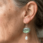 Vintage-Style Labradorite-Look and Pearl Mismatched Earrings