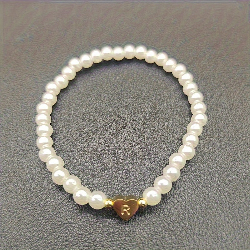 Armband met hart en initiaal van A tot Z