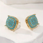 Square Synthetic Turquoise Stud Earrings
