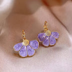 Four-Petal Flower Enamel Drop Earrings