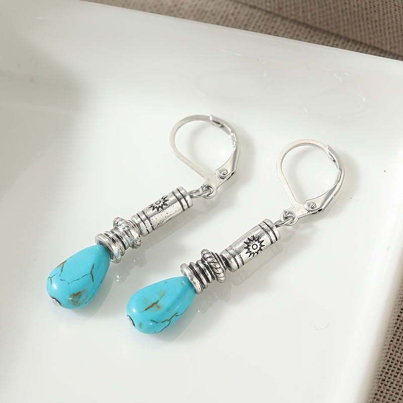 Vintage Bohemian Tibetan-Style Turquoise Earrings
