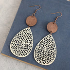 Vintage Hollow Faux Leather Drop Earrings