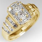 Silver-Plated Bridal-Style Square Zirconia Ring