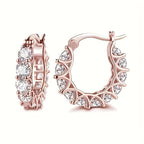 Zirconia Inlaid Circular Hoop Earrings