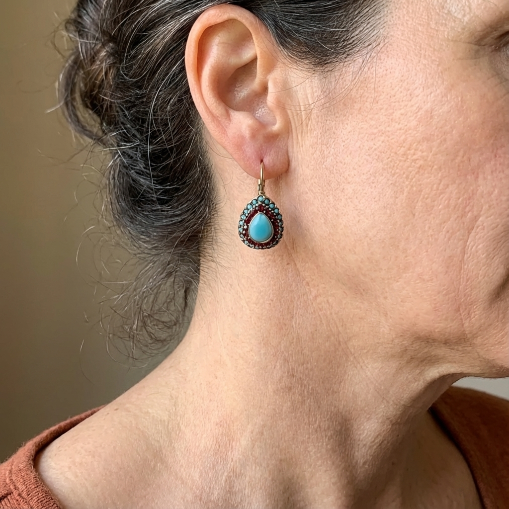 Vintage Teardrop Halo Drop Earrings in Three Colours