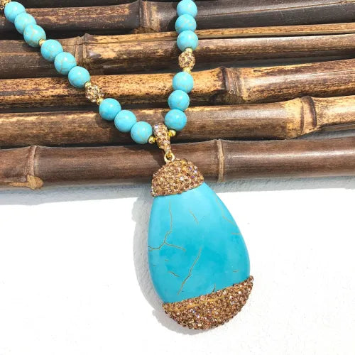 Turquoise and Amazonite Pendant Necklace