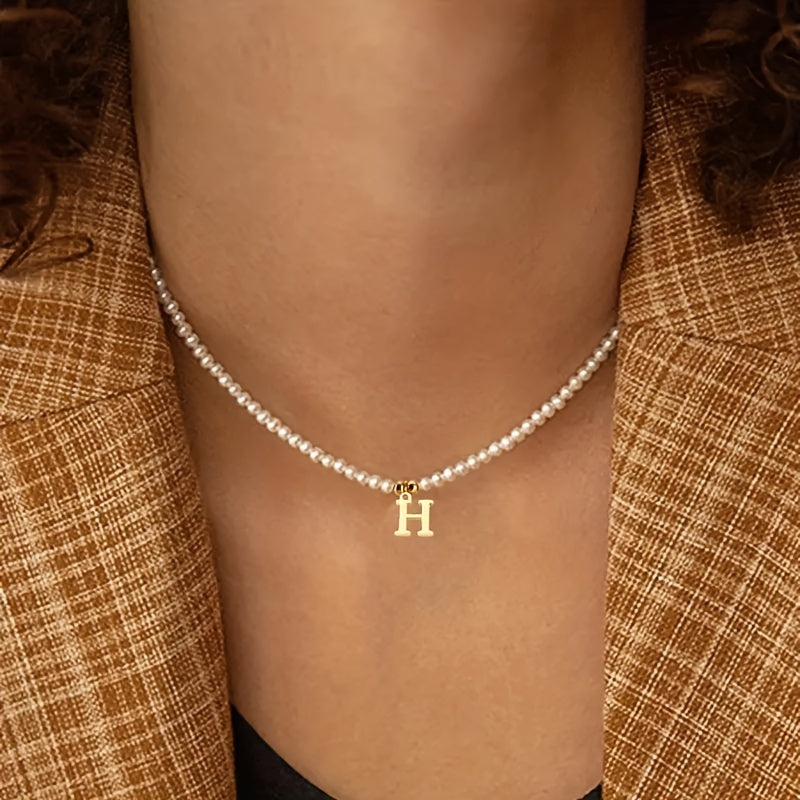 Beaded Initial Letter Necklace from A to Z