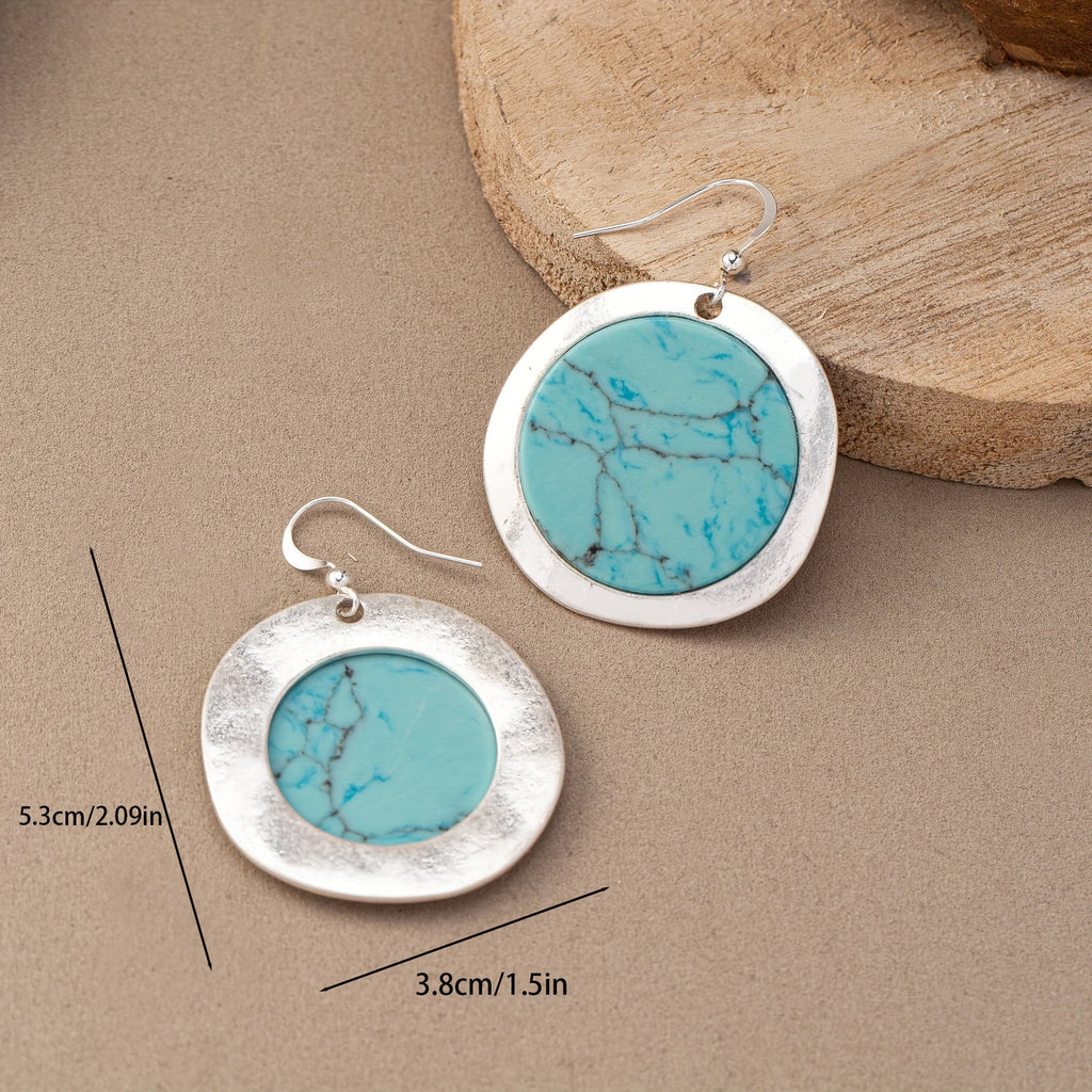 Vintage Bohemian Round Turquoise Earrings