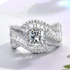 White Gold-Plated Wide Band Zirconia Ring