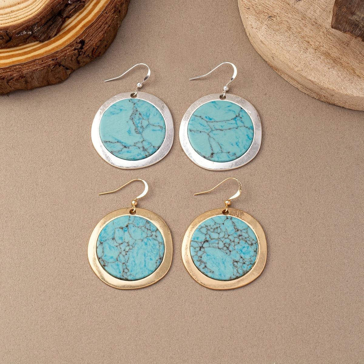 Vintage Bohemian Round Turquoise Earrings