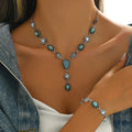Bohemian Turquoise Floral Necklace and Bracelet Set