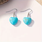 Vintage Bohemian Turquoise Heart Necklace and Earring Set