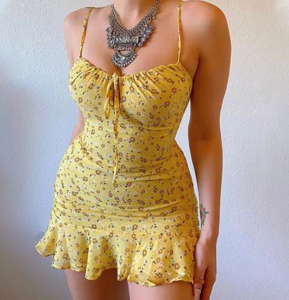 Floral Camisole Summer Dress with Ruffle Trim