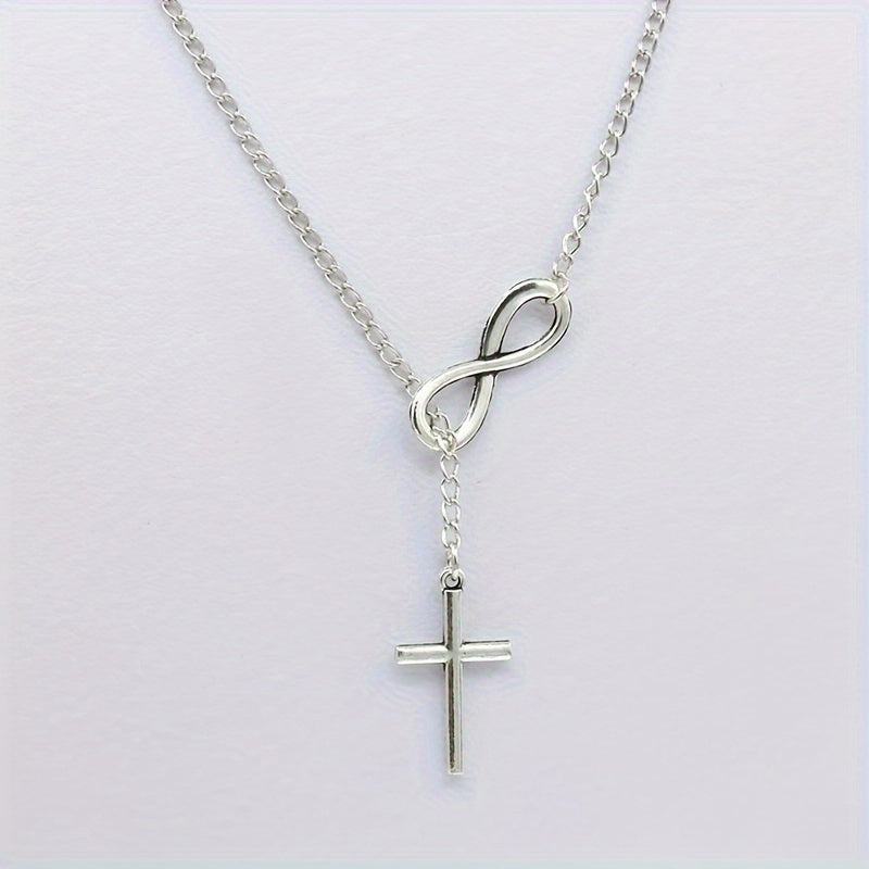 Simple Infinity Cross Short Necklace