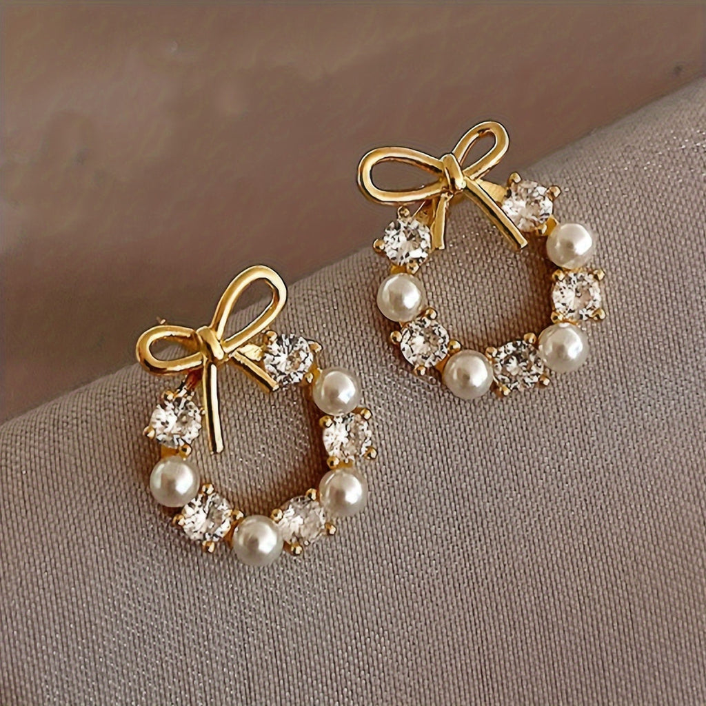 Minimalist Butterfly Knot Pearl Earrings