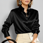 Women's Satin-Look Blouse with Long Sleeves
