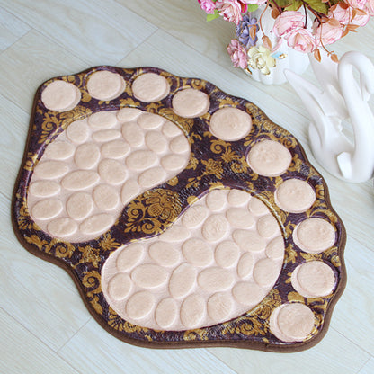 Cobblestone Embossed Non-Slip Bathroom Rug – Polyester, 39x59cm