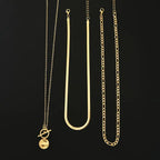 Textured Coin Layered Necklace in Gold Tone