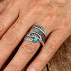Boho turquoise veerring van sterling zilver