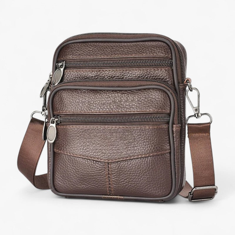 Men's Vertical Multifunctional Leather Crossbody Bag