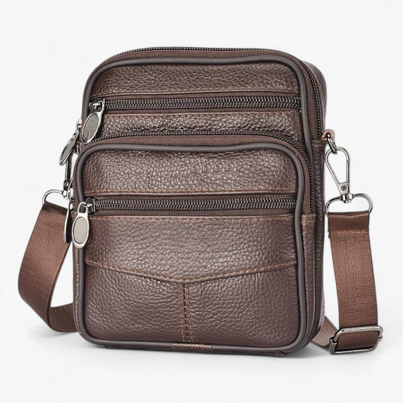Men's Vertical Multifunctional Leather Crossbody Bag