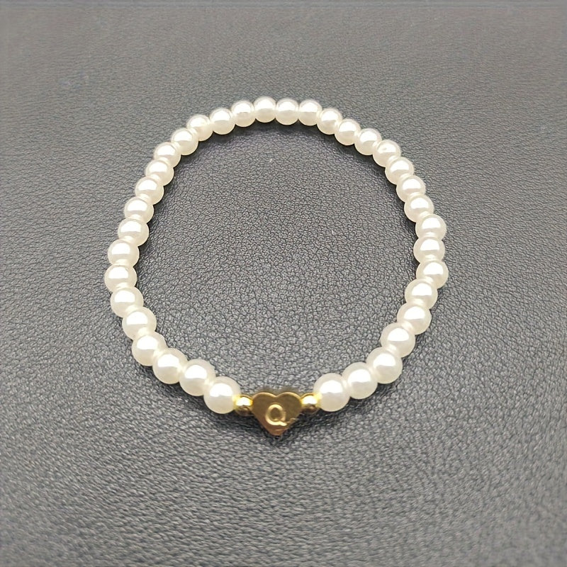 Armband met hart en initiaal van A tot Z