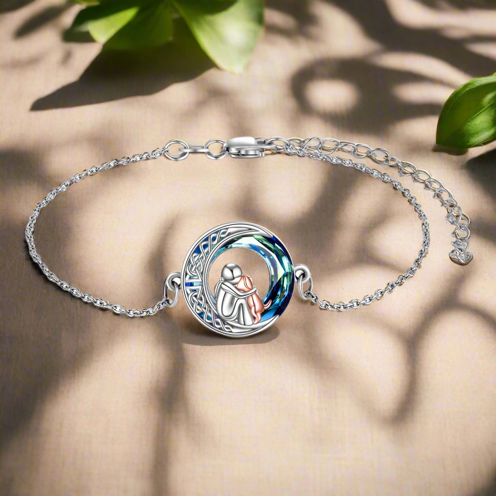 Adjustable Sterling Silver Dog Charm Bracelet