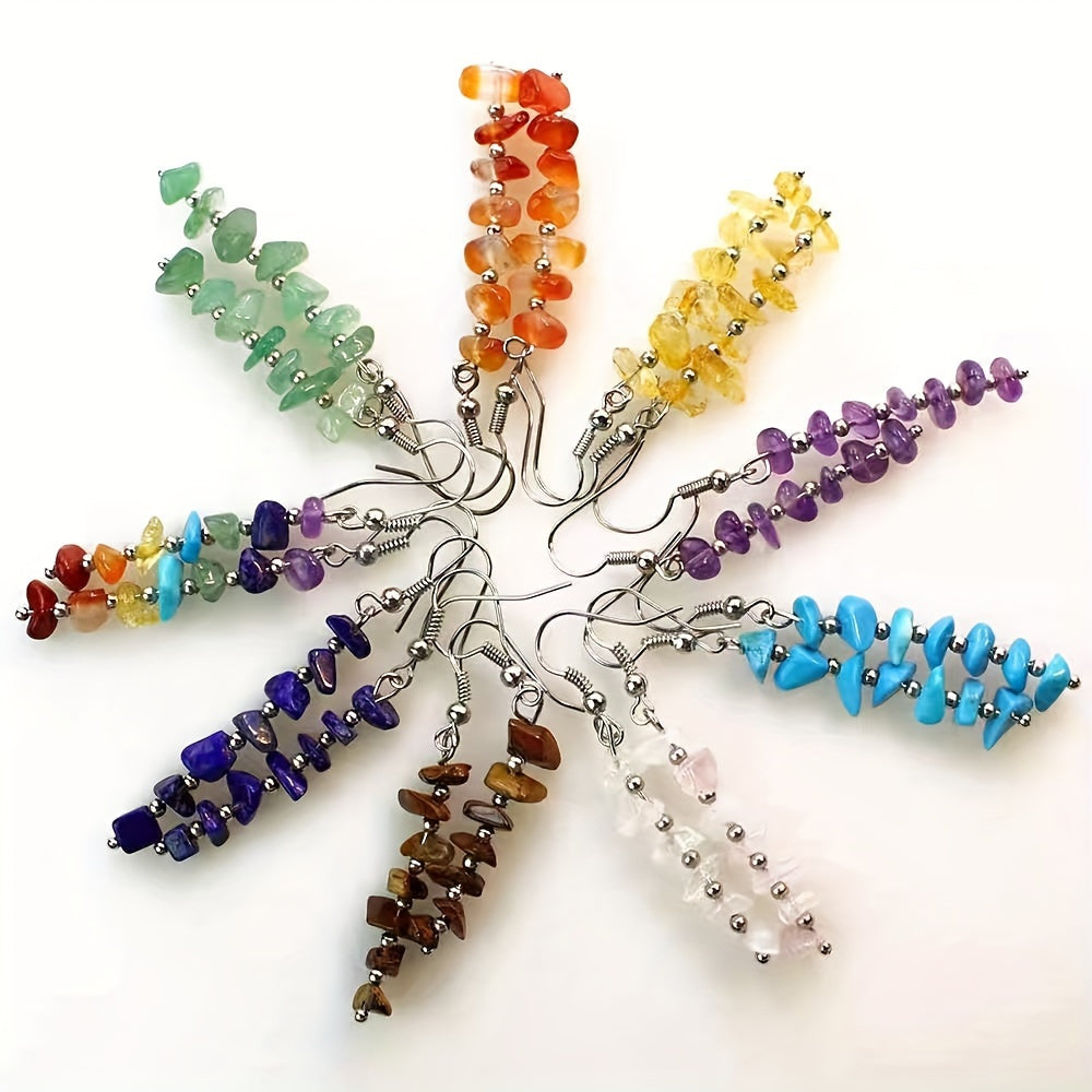 Boho Gemstone Drop Earrings in Many Stones