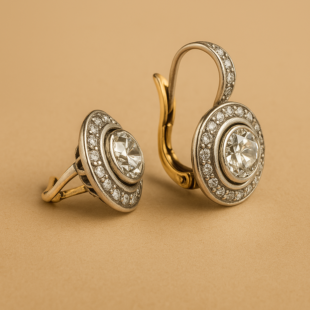 Zilverkleurige oorbellen met zirkonia in vintagestijl