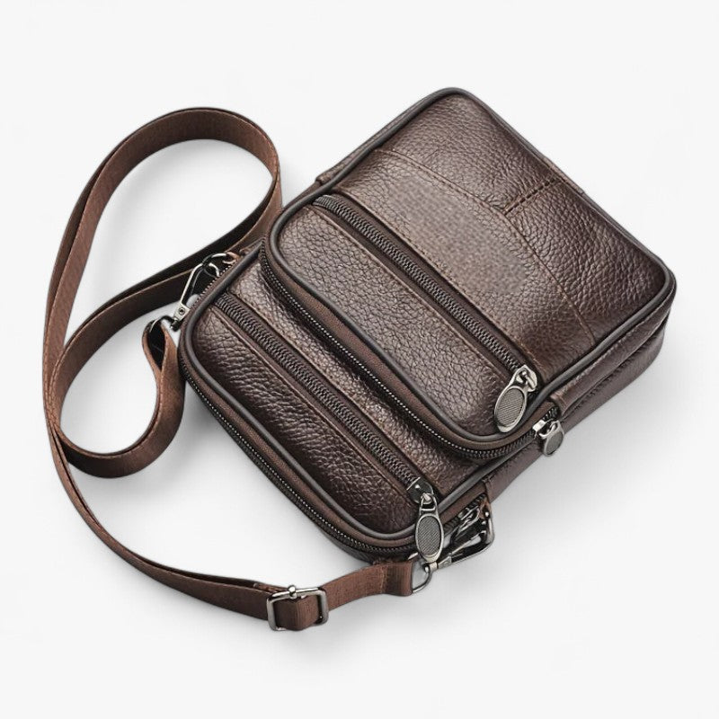 Men's Vertical Multifunctional Leather Crossbody Bag