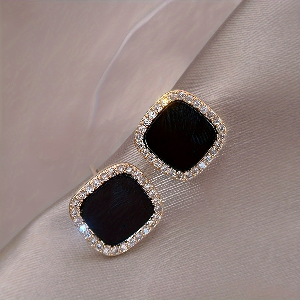 Square Rhinestone Stud Earrings