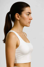 Cropped tanktop met vierkante hals en mouwloze stretchpasvorm