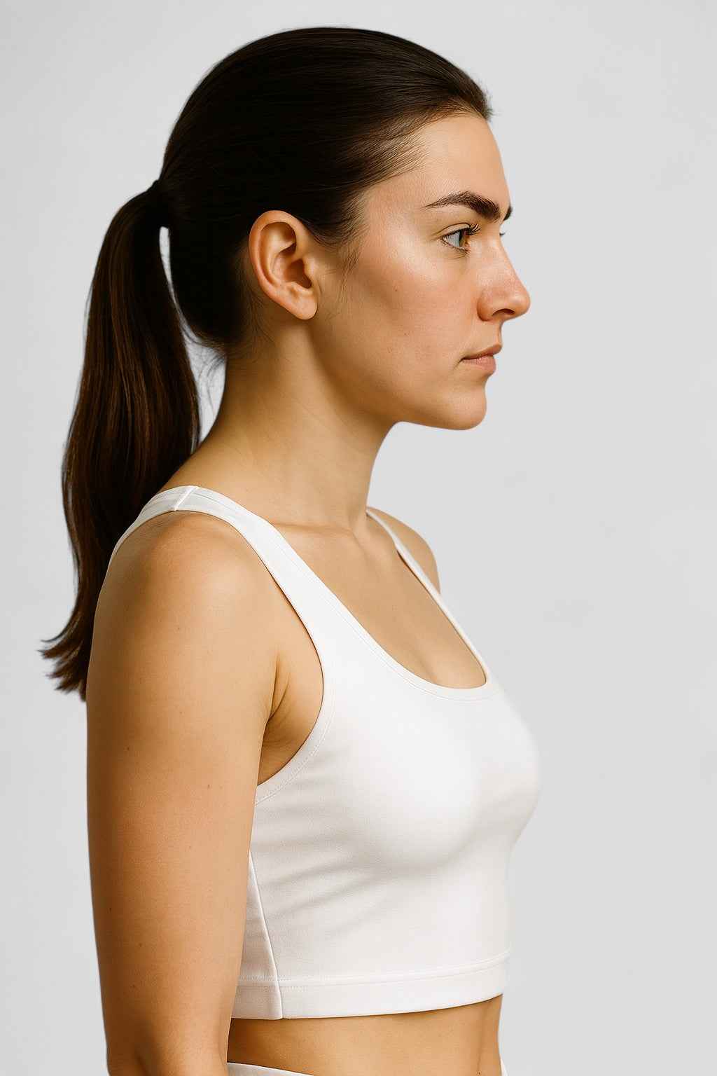 Cropped tanktop met vierkante hals en mouwloze stretchpasvorm
