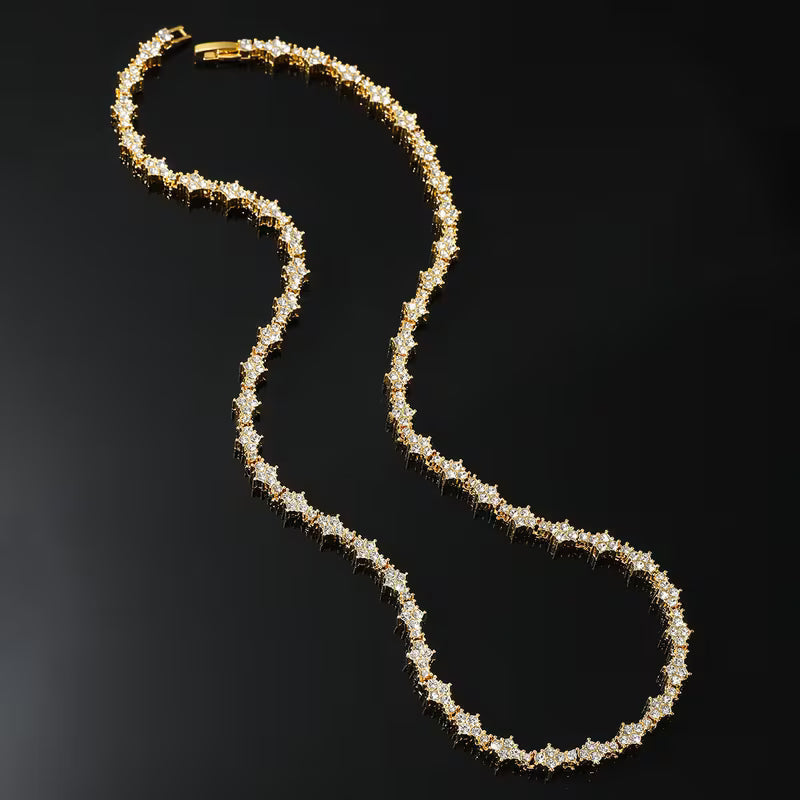 Classic Cluster Tennis Necklace in Two Metal Tones