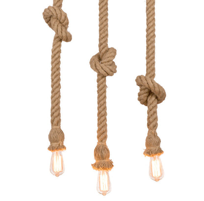 Hemp Rope Pendant Light – Rustic Woven Ceiling Lamp for Living Room & Dining Area
