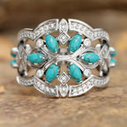 Openwork Statement Ring with Turquoise-Look Stones and Crystals