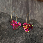 Vintage Resin Glitter Heart Pendant Earrings