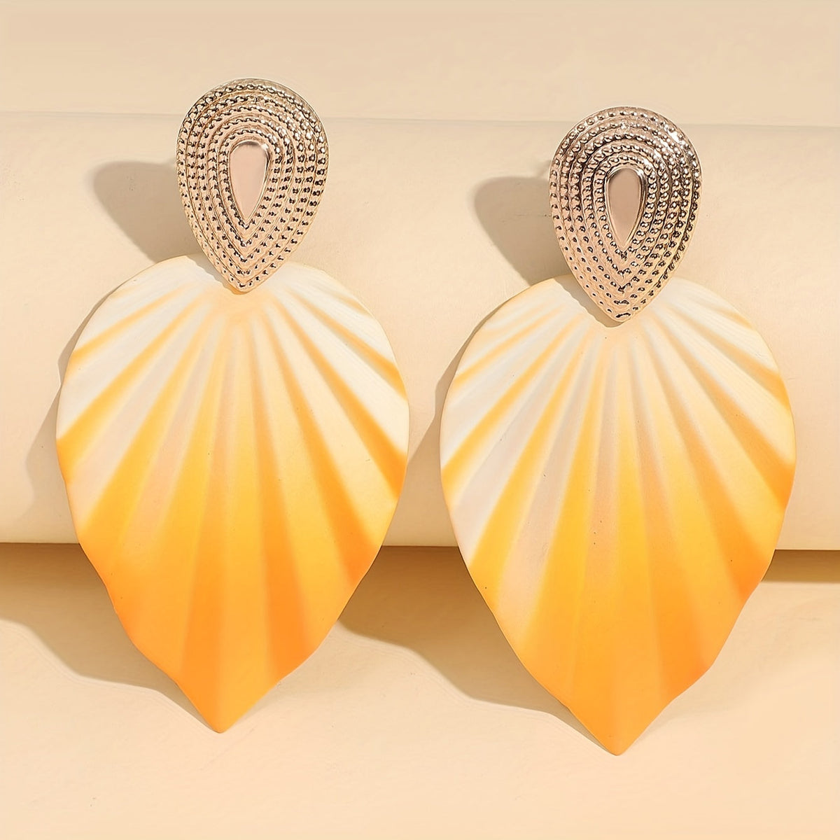 Vintage-Style Leaf Geometric Earrings