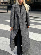 Faux Fur Coat with Patchwork Panels and a Tie Fastening