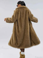 Oversized Faux Fur Coat with Wide Lapels and Open Front