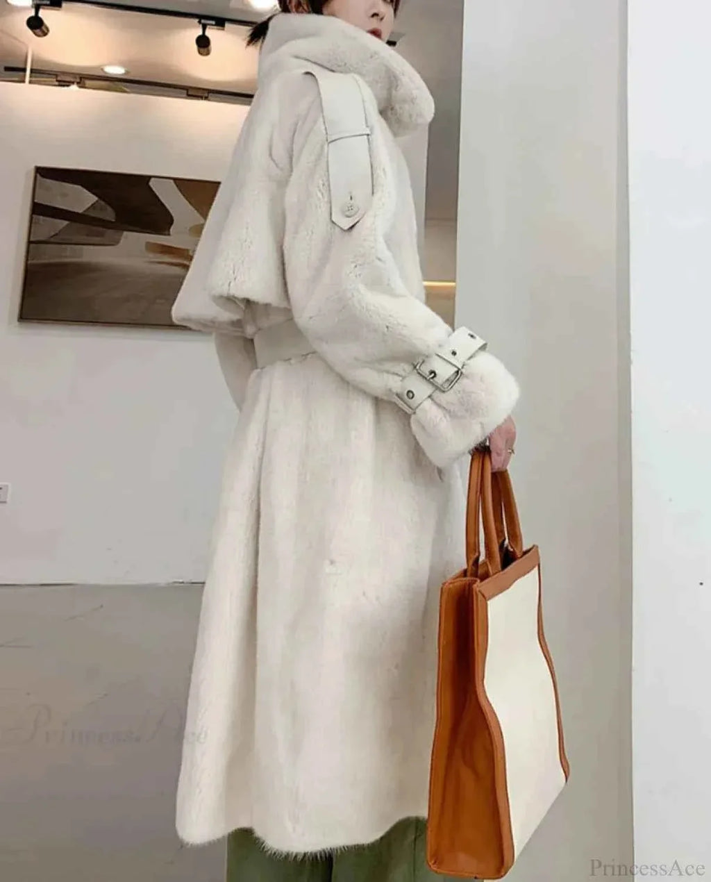 Faux Fur Winter Coat with a Stand Collar and Double Front
