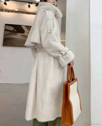 Faux Fur Winter Coat with a Stand Collar and Double Front