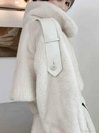 Faux Fur Winter Coat with a Stand Collar and Double Front